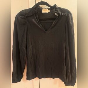 Nation LTD Claudine v-neck with ruffle detail Long Sleeve black size XS